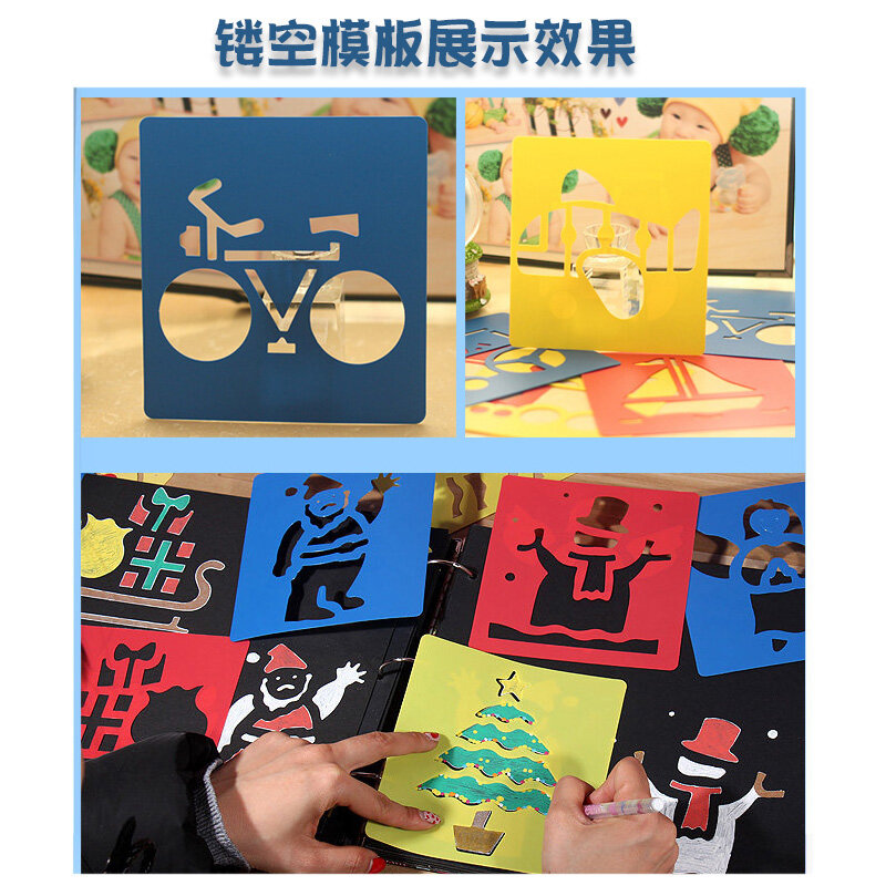 Template Plastik untuk Scrapbook DIY Karya Seni Kreatif Pola Berongga Hewan Serangga Olahraga Alfabet Cetakan untuk Menggambar Anak-anak