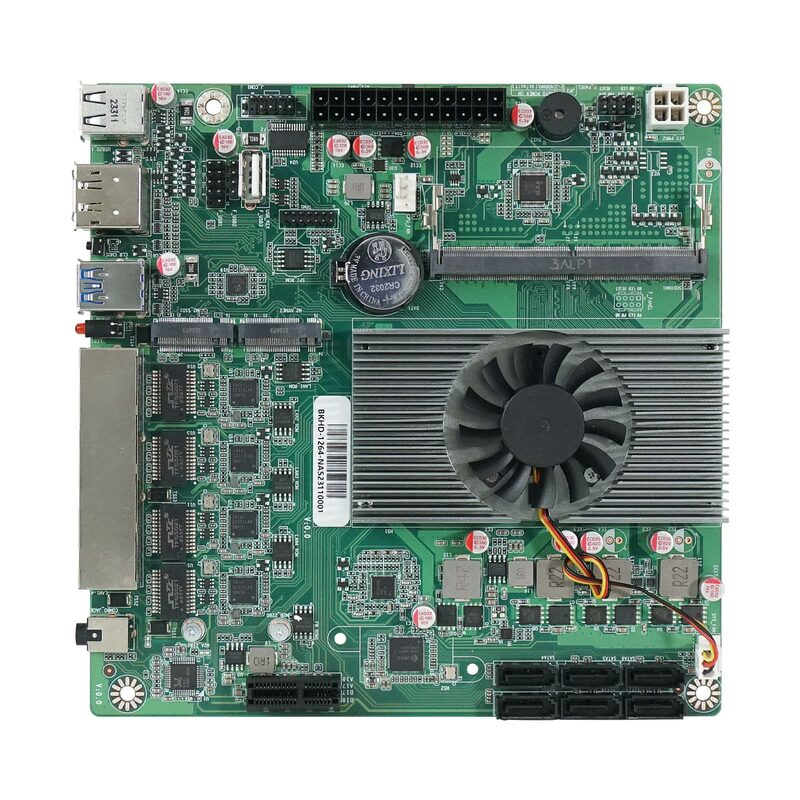 BKHD-placa base NAS N100 DDR5, 6 x SATA3.0, 2,5G, Nics Mini ITX, 17x17CM, 2 x M.2 para servidor de almacenamiento de enrutador suave