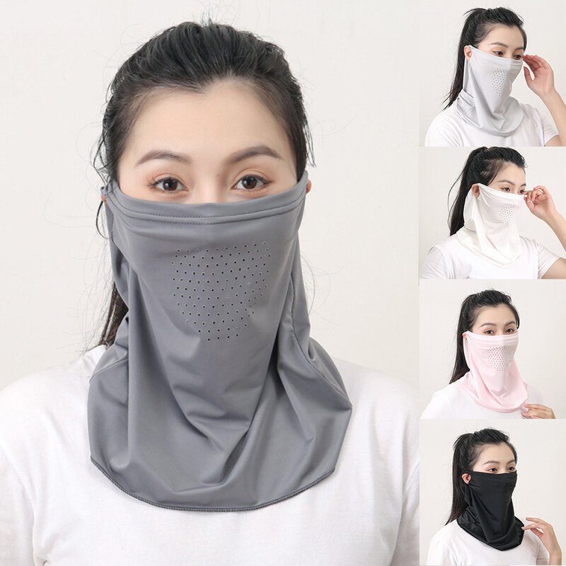 Cubierta de protección UV para el cuello, mascarilla deportiva a prueba de sol, máscara de seda de hielo, envoltura para el cuello, protector solar, bufanda facial, 2024
