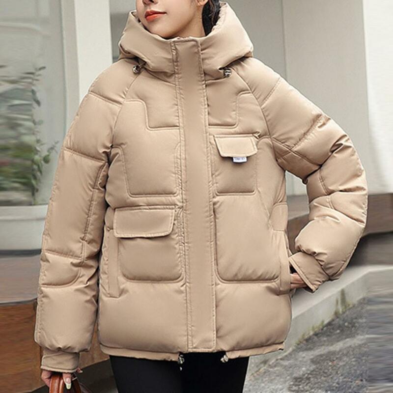 Jaqueta casual de algodão acolchoada feminina, Parkas com capuz, casaco quente, Outwear à prova de vento, roupa feminina, inverno