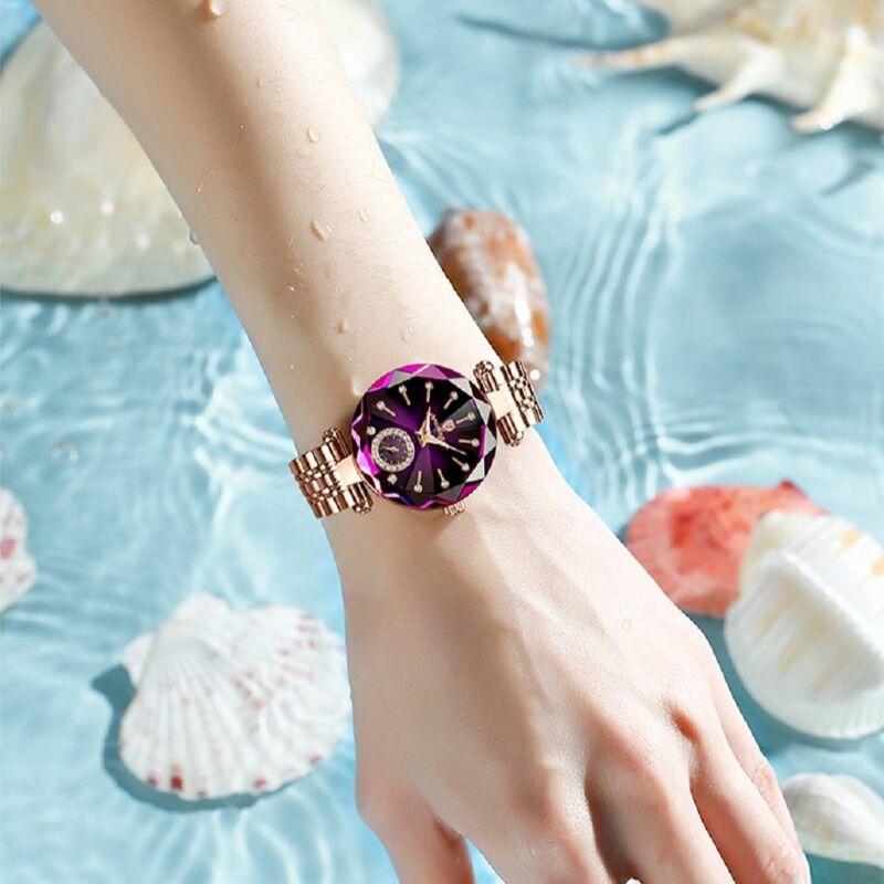 POEDAGAR-Reloj de lujo para mujer, pulsera de cuarzo resistente al agua con diamantes de acero inoxidable