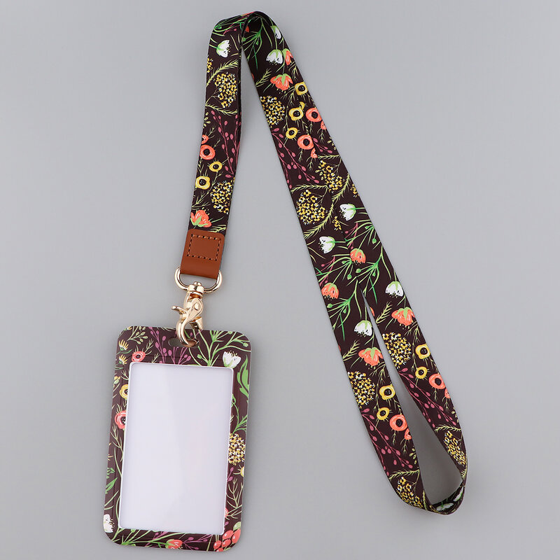 Correa de cuello de hojas pequeñas, cordones para llaves, tarjeta de identificación, gimnasio, soporte para insignia USB, cuerda colgante para teléfono DIY, cordón de flores