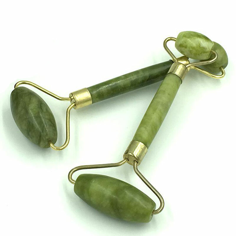 Rouleau de massage en Jade vert, masseur elliptique, pour les yeux, le visage, le cou, amincissant, pour le visage mince, outils de soins de santé, meilleures ventes