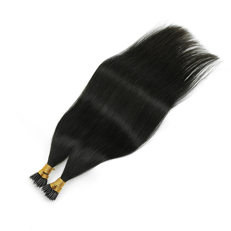 Lovevol-nanoリングビーズ人間の髪の毛のエクステンション、事前に接着されたブラジルの先端、黒の色、16 "から24" 、50g、100g、100%