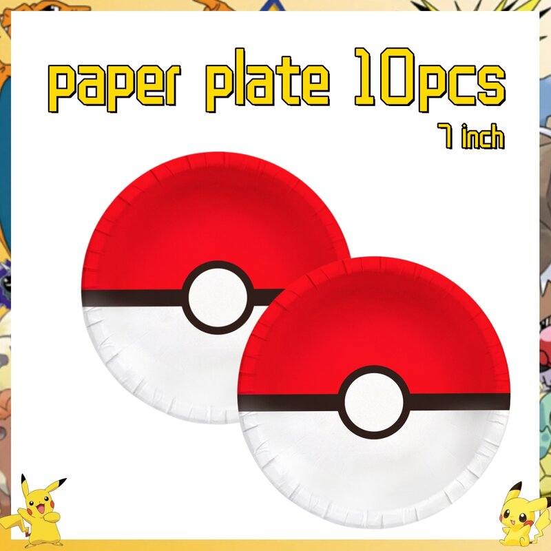 Pokemon Birthday Party Decor Disposable Tableware Tablecloth Cup Plate Napkin Pikachu Balloons Baby Shower Kids Party Supplies