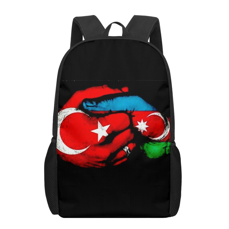 Azerbaijan National Flag Children School Bag for Toddler Printing Kid's Backpack Schoolbag Shoulder Bag Boys Girls Book Bags