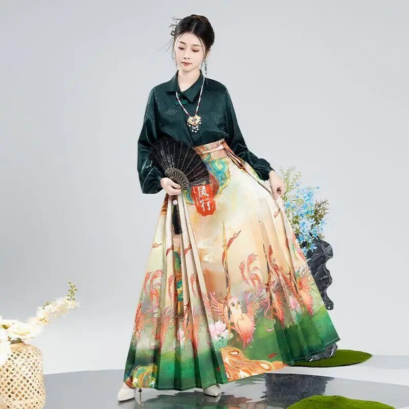 Tv Play The Legend of Shenli Hanfu Set Print Horse Face Skirt Women Elegant Costume Hanfu New Chinese Style Shirt&skirts