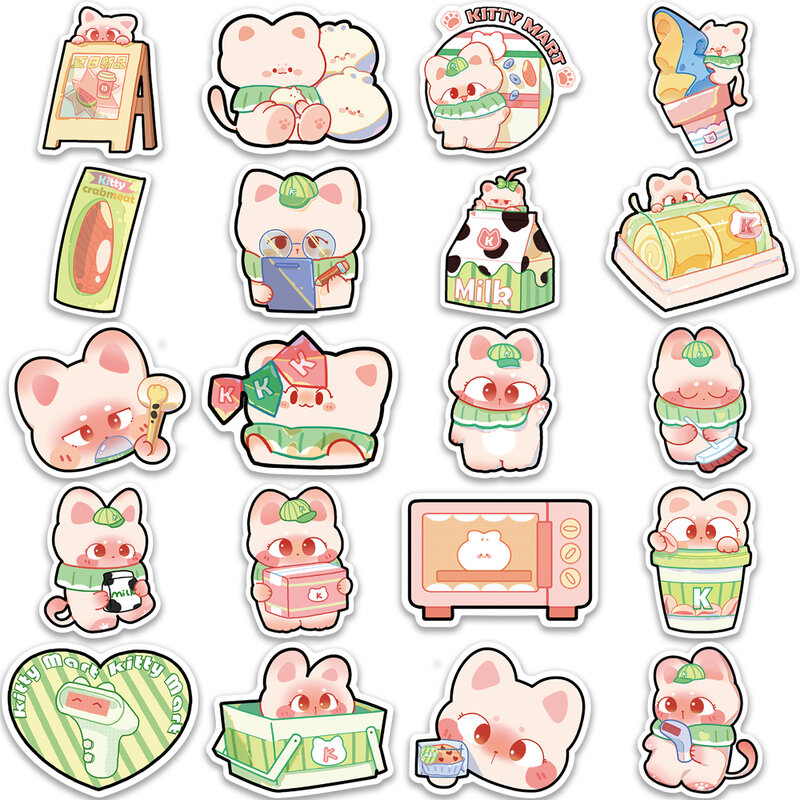 10/25/40PCS Cartoon Cute Supermarket Cat Stickers Kawaii per bambini fai da te Skateboard Laptop bagagli Bike Car decalcomanie Sticker