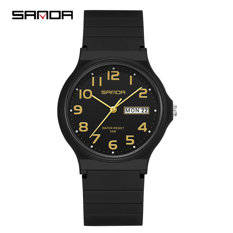 SANDA 9072 학생용 시계, 소프트 TPU 스트랩, 방수 쿼츠 무브먼트, 야외 스포츠, 아날로그 손목 시계, 새로운 디자인