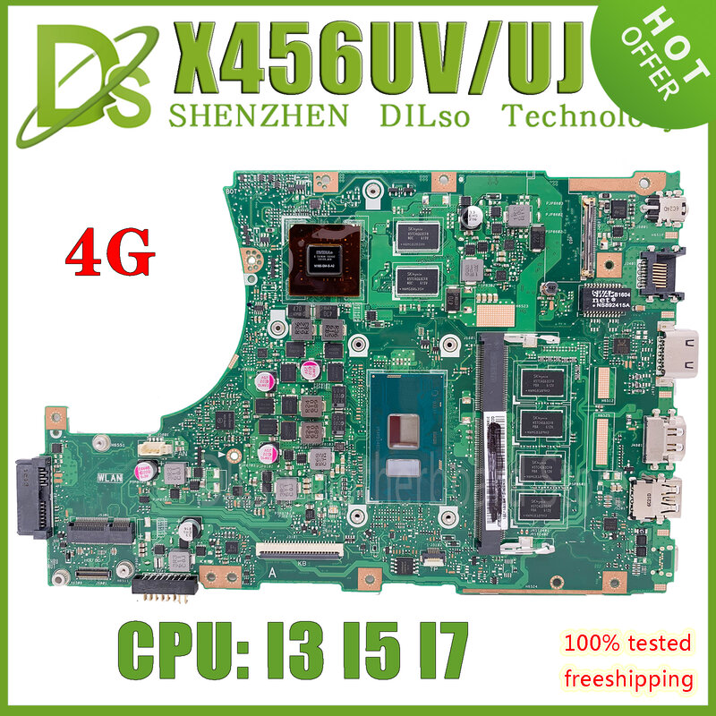 Placa base X456UV para ASUS X456UF X456UJ X456UQ X456UB A456U X456URK X456 portátil moaerrboard DDR4/DDR3 4GB I3 I5 I7 CPU 100% prueba