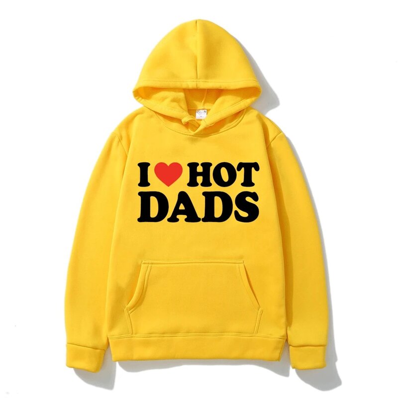 I Love Hot Dads 남녀공용 후드티, 심플한 긴팔 풀오버, 스트리트 트렌드 Y2k 하라주쿠 대형 맨투맨, 패션