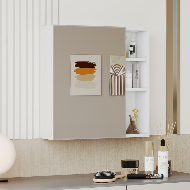 Белый зеркальный шкаф из МДФ, зеркало для ванной комнаты и отдельное настенное зеркало для ванной комнаты для хранения и экономии места.