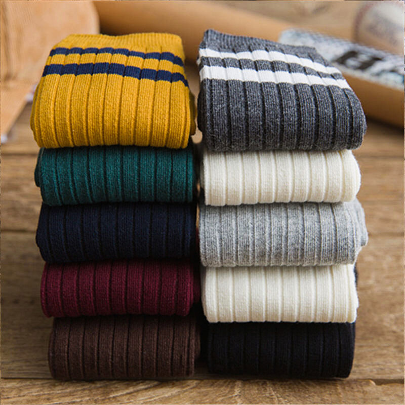 Calcetines de algodón a rayas para mujer, medias sueltas de estilo japonés, Harajuku, colores sólidos, 1 par