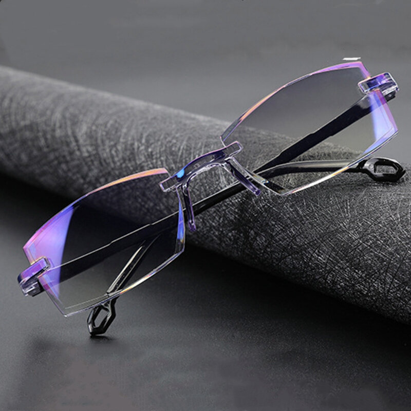 Очки для чтения без оправы для мужчин и женщин, бифокальные линзы с защитой от сисветильник, пресбиопические очки с диоптриями, 2020