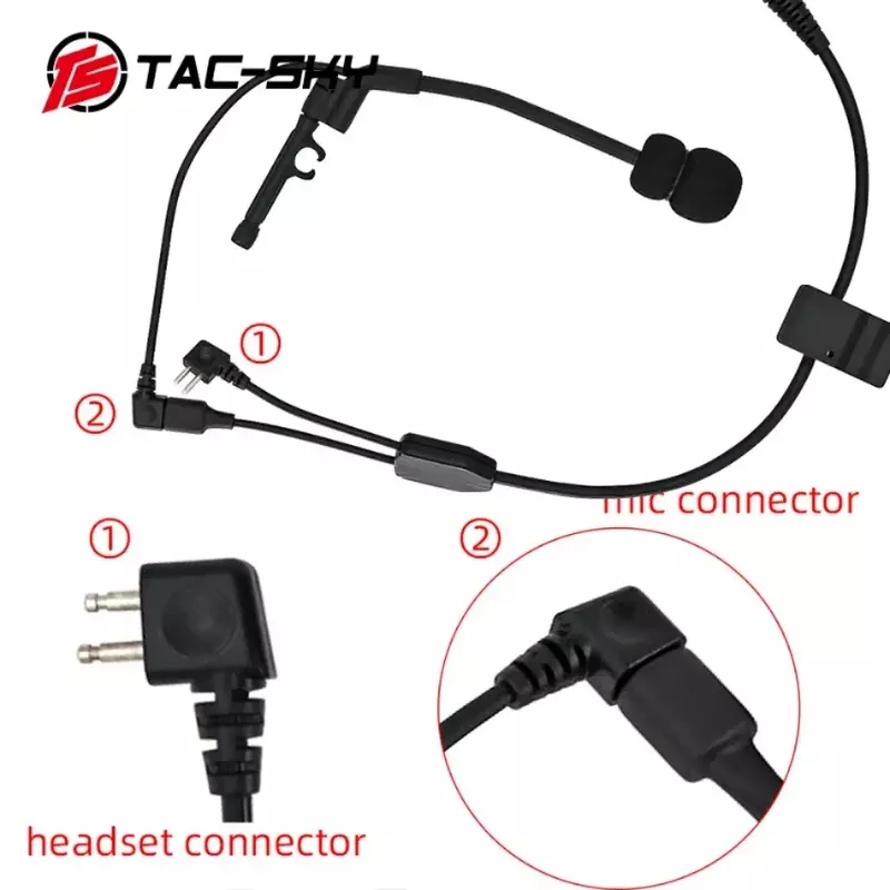 Kit de cables TS TAC-SKY para auriculares tácticos, Pelto con micrófono para cable en Y, Ptt, Kenwood