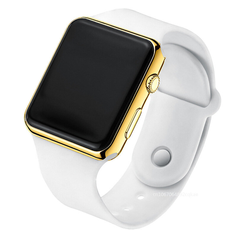 Jam tangan Digital Pria Wanita, jam tangan elektronik persegi LED jam tangan olahraga gaya kasual sederhana silikon perempuan Reloj Para Mujer