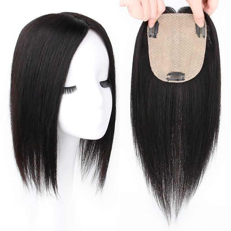 Kuin-postizo de cabello humano Real para mujer, extensión de cabello con Base de seda, transpirable, hecho a mano