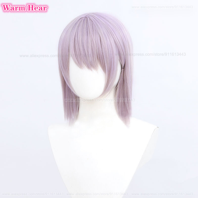 Fami Cosplay Wig Anime Unisex Short 35cm Light Purple Wig With Earring Kiga Heat Resistant Hair Halloween Party Wigs + A Wig Cap