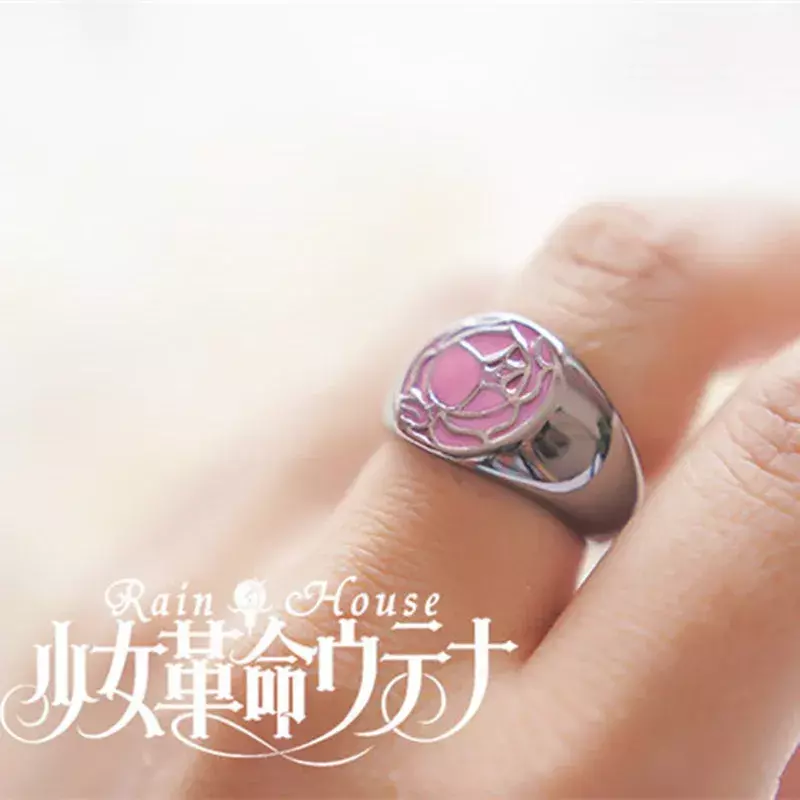 Anillo de Cosplay de GEMA de Tenjo para mujer, joyería de anillo de aleación de rosa, accesorios de Cosplay, insignia de chica Revolucionario