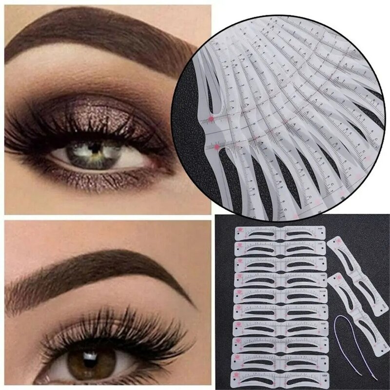 For Eyebrow Pencil Stickers Reusable Make Up Tools Eye Brow Stamp Grooming Shaper Template 12 Styles Eyebrow Stencil