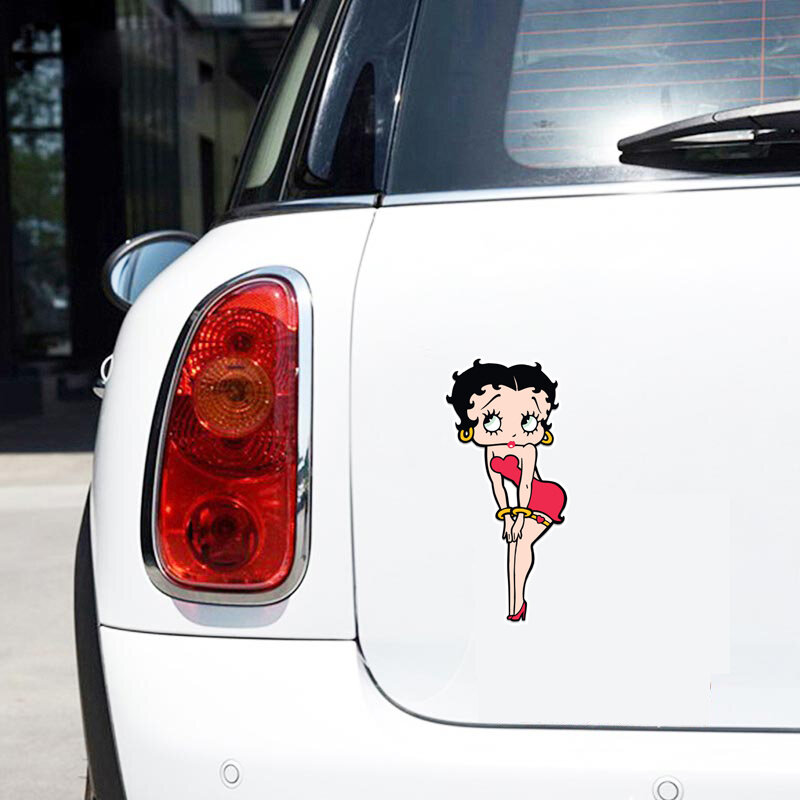 Cute Cartoon Lady Betty naklejki samochodowe okno Boot klimatyzator dekoracyjna naklejka wodoodporne Car Styling akcesoria samochodowe