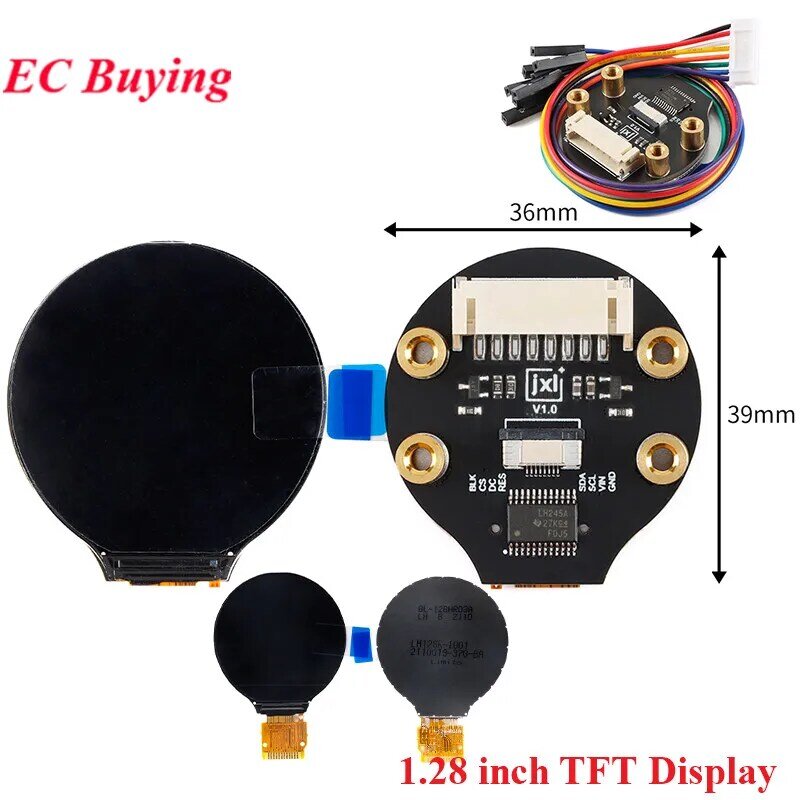 Módulo de exibição LCD TFT a cores IPS, Tela redonda LED RGB, 240x240 Drive, Interface de 4 fios SPI, 240x240 PCB Boar, 1.28 ", GC9A01