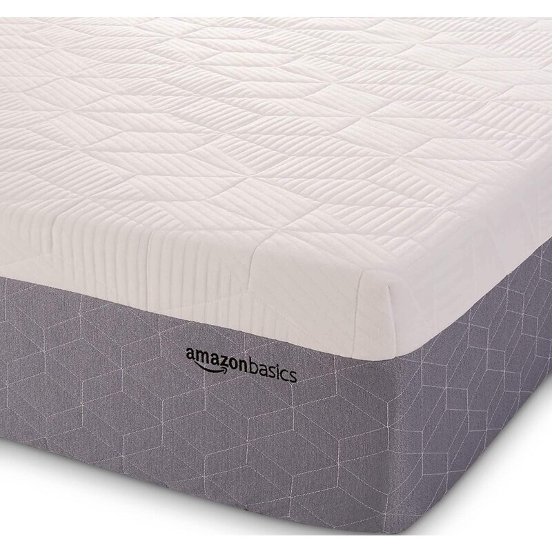 Cooling Gel-Infused, Medium Firm Memory Foam Mattress,  Queen Size, 80 x 60 x 12 inches, White/Gray