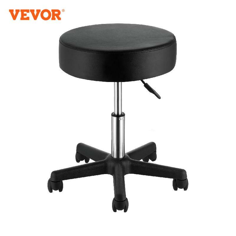 VEVOR Rolling Round Stool 40 cm Diameter with 5 Swivel Casters 360° Rotation Height Adjustable Round Stool for Bar Salon Office