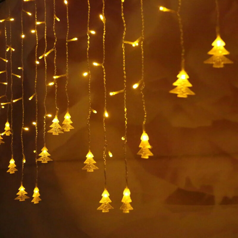 LED lcicle 요정 스트링 조명, 크리스마스 LED 화환, 웨딩 파티 요정 조명, 원격 야외 커튼, 정원 파티오 장식, 5m