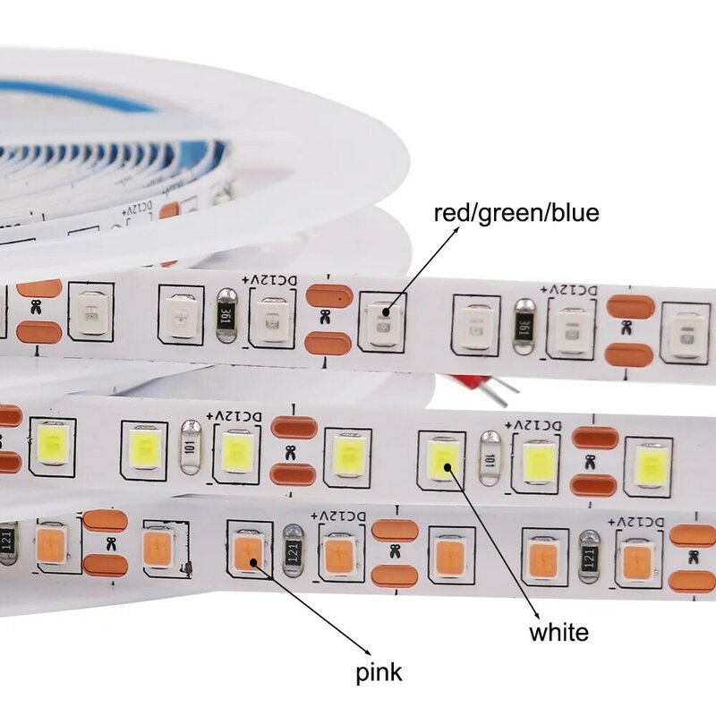 Impermeável LED Strip Lights, fita LED flexível, diodo branco, branco quente, vermelho, verde, azul, 60LEDs, m, 120Leds/m, 12V, SMD2835