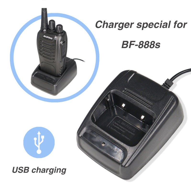 Baofeng-cargador USB portátil para walkie-talkie, accesorio de carga con batería de iones de litio, entrada de Cable USB 5V 1A para 666S 777s 888s
