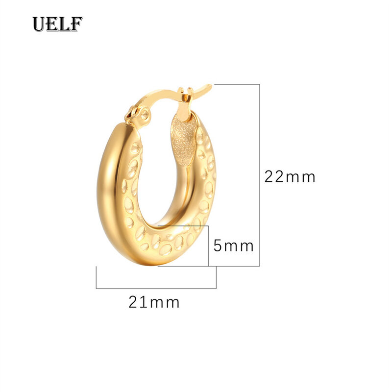 UELF-Boucles d'oreilles créoles géométriques pour femmes, punk français, hip-hop, or, argent, document, bijoux de fête, accessoires