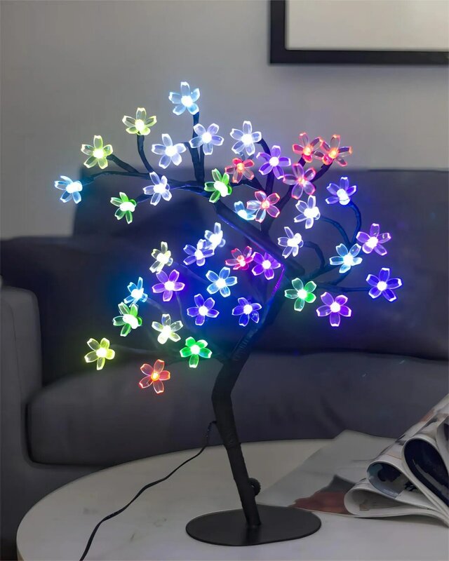 Lampe de bonsaï de fleurs artificielles brittop éclairées par USB, aucun arbre de fleur de fleur, cadeaux pour la décoration intérieure, 40LED, 17 po, 62