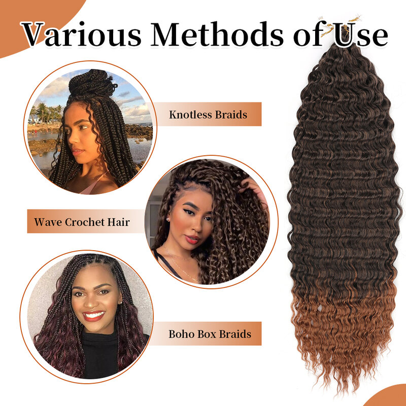 Long Deep Wave Curly Synthetic Braiding Hair Ocean Wave 22 inch Crochet Hair Soft Curly Crochet Hair For Women