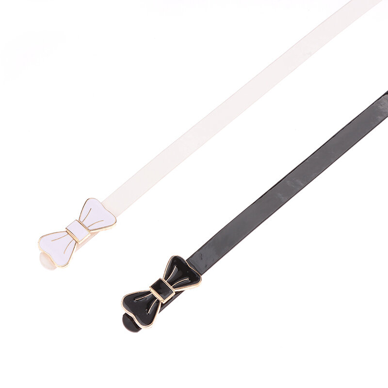 New High Quality Bow Buckle Ladies Patent Leather Dress Decorative Rhinestones Small Thin Belts for Women Luxury Designer Brand