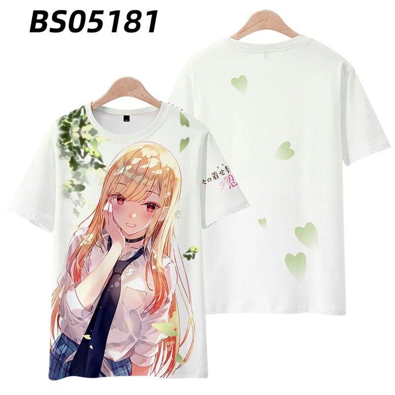 마이 달링 원피스 프린팅 라운드넥 반팔 티셔츠, 인기 애니메이션 일본 스트리트웨어, 3D 티셔츠, 여름 패션