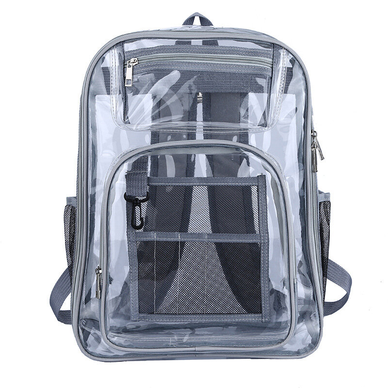 Mochila De PVC transparente para hombre y mujer, bolso escolar de gran capacidad, impermeable, con cremallera, Multi sándwich, informal, de viaje