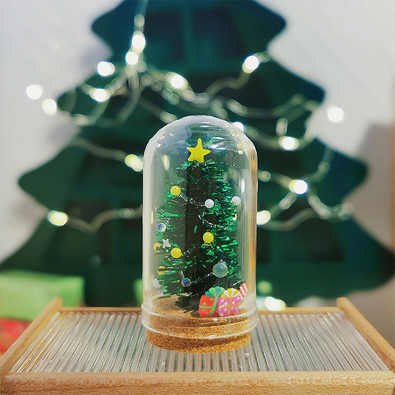 1:12 rumah boneka aksesoris miniatur mainan dekorasi pohon Natal hadiah ornamen kaca Model dekorasi rumah boneka