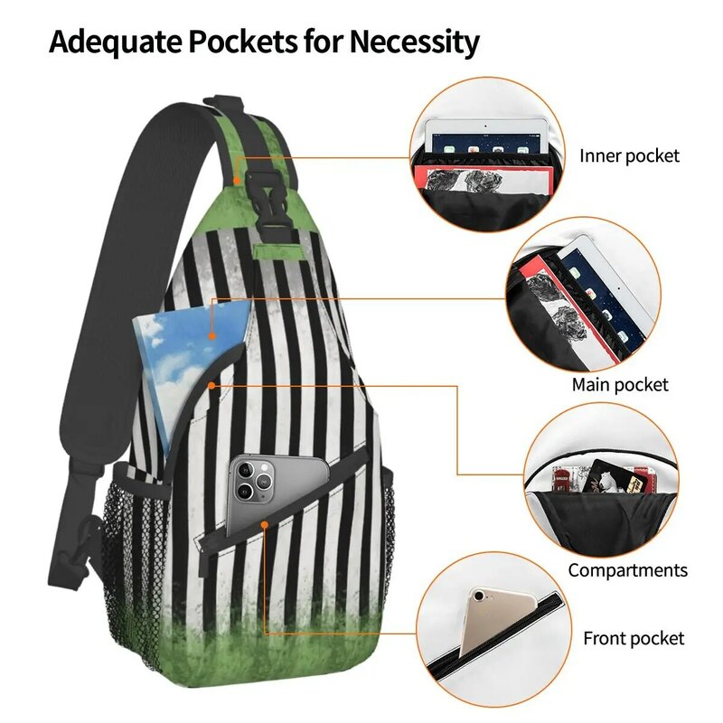 Beetlejuice Stripes Crossbody Sling Bag piccola borsa a tracolla zaino Daypack per viaggi escursionismo sport Bookbag
