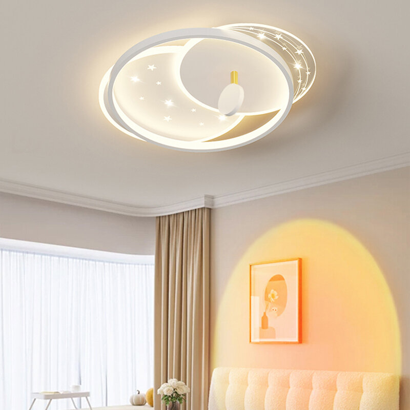 Lustre de teto LED para quarto, lâmpada simples, redonda e quadrada, iluminação Home Decor, sala de estar e estudo, novo design, AC90-260V