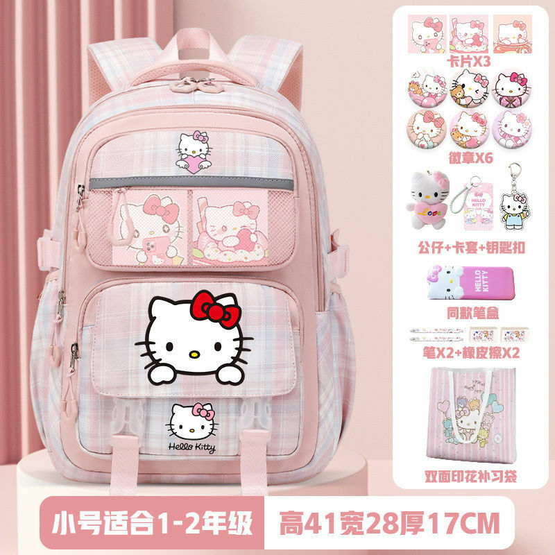 Sanrio tas ransel kapasitas besar anak perempuan, tas sekolah kapasitas besar, tas ransel anak perempuan, Hello Kitty, baru