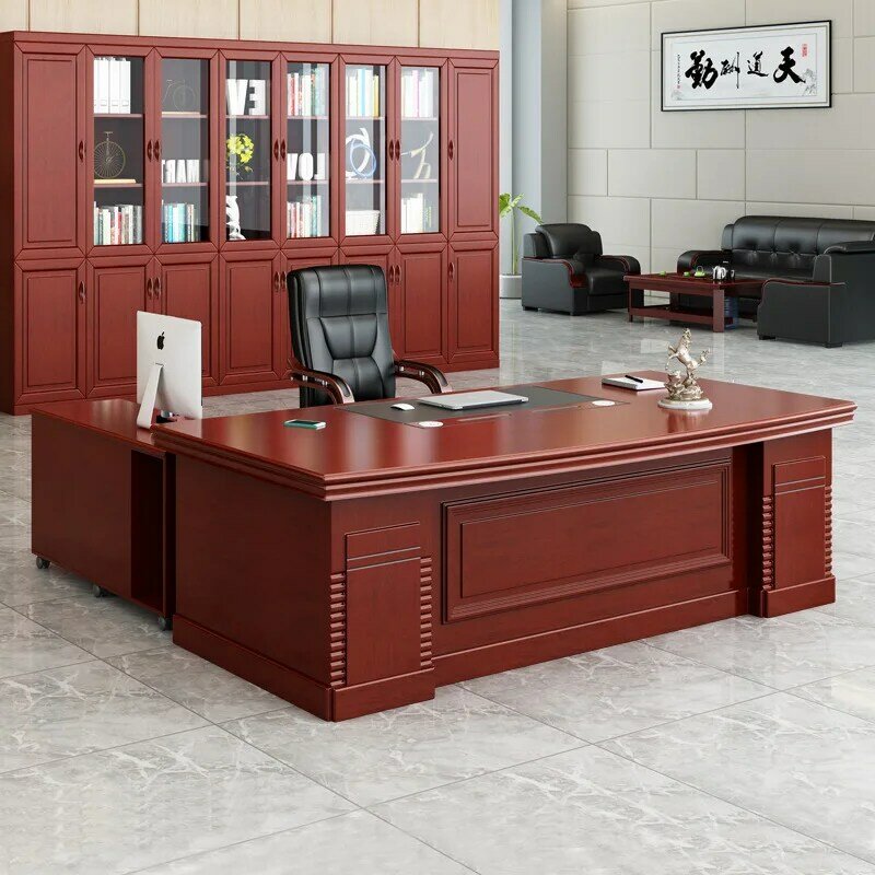 Mebel kantor mewah mewah mewah mewah escriorio De Oficina desain bentuk L Mobilier De Bureau meja kantor bos