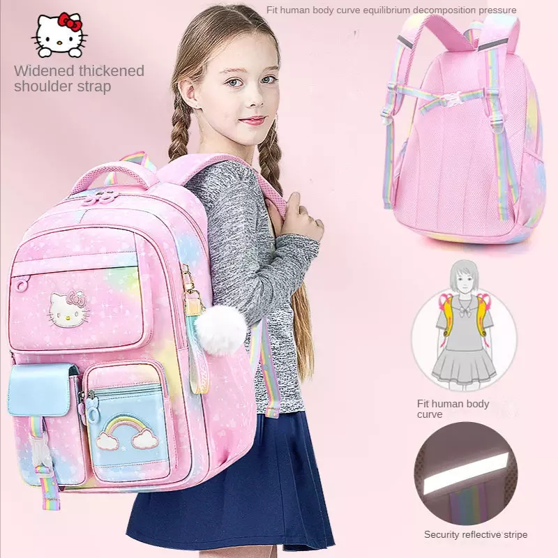 Рюкзак школьный с рисунком Hello Kit для девочек начальной школы, снижение нагрузки