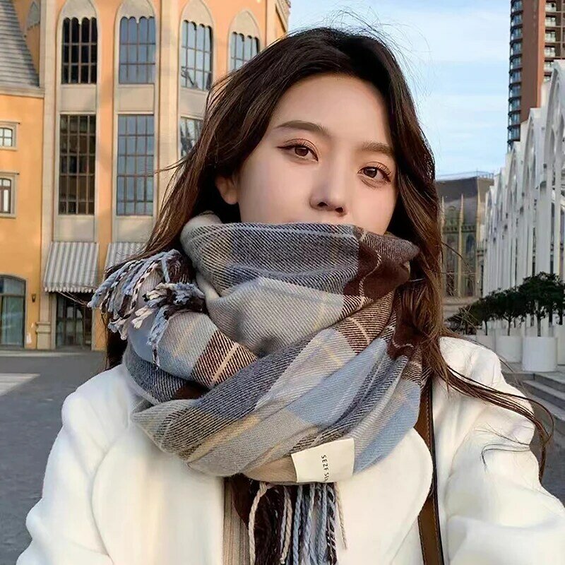New Fashion Winter Plaid Scarf Female Autumn And Winter Everything New Casual Classic Imitation Cashmere Plaid
