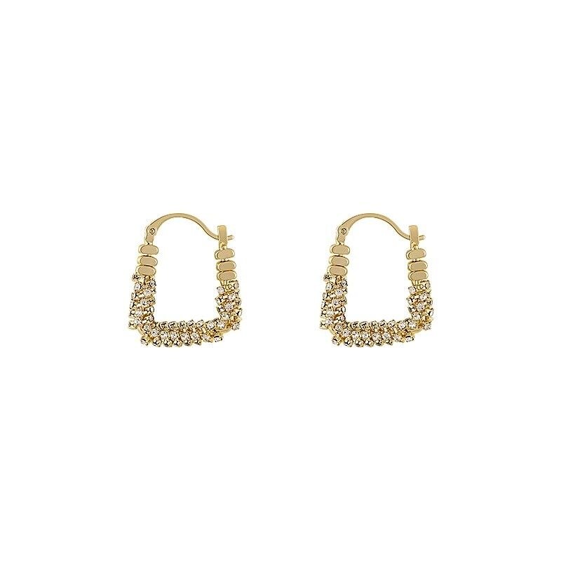 Earclasp Niche Design Rhinestone Loop Earrings New Unique Exquisite Sparkle Jewelry