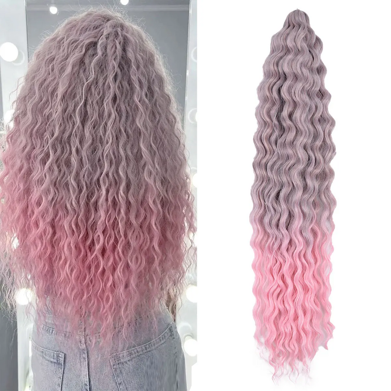 Ocean Wave 22Inch Ariel Curl Hair Synthetic Deep Wave Twist Crochet Hair Ombre Water Wave Braiding Hair Extensions For Women
