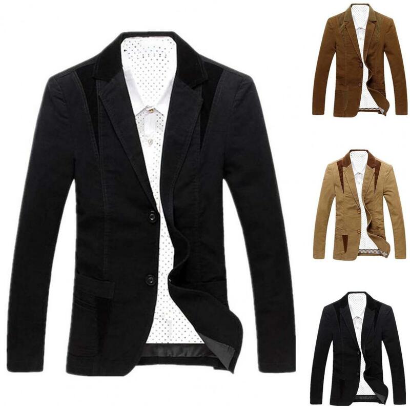 Стильный повседневный Блейзер, верхняя одежда для мужчин, тонкий костюм с карманами, лоскутное пальто