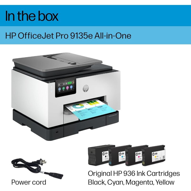 Drukarka OfficeJet Pro 9135e All-in-One, kolorowa, drukarka dla małych średnich firm, druk, kopiowanie, skanowanie, faks