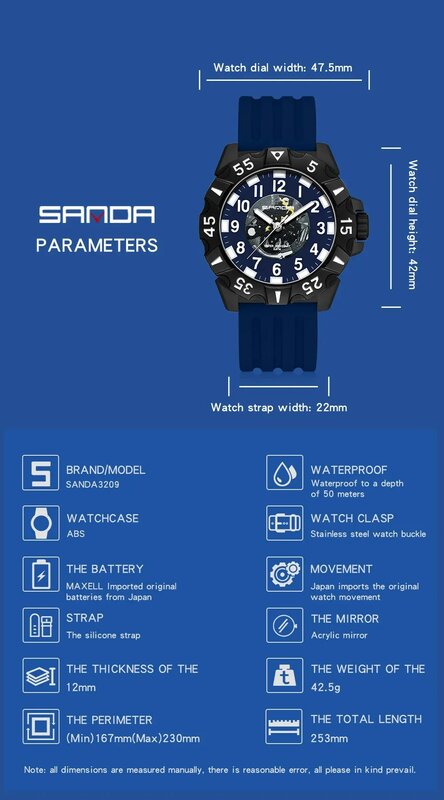Sanda 3209 Quartz Watch Digital Fashion Trend Creative Waterproof Quartz Male and Female Watch