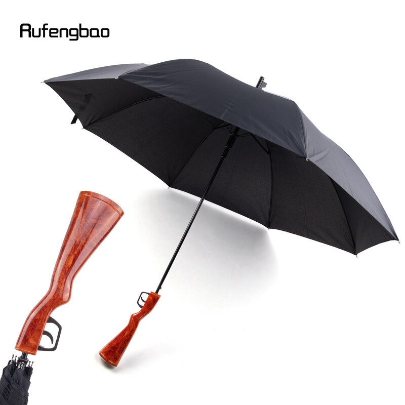Ombrello antivento automatico a forma di pistola divertente, ombrello ingrandito con manico lungo sia per i giorni di sole che di pioggia bastone da passeggio